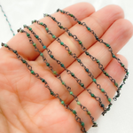 Load image into Gallery viewer, CSO6. Chrysocolla Black Rhodium Sterling Silver Wire Chain
