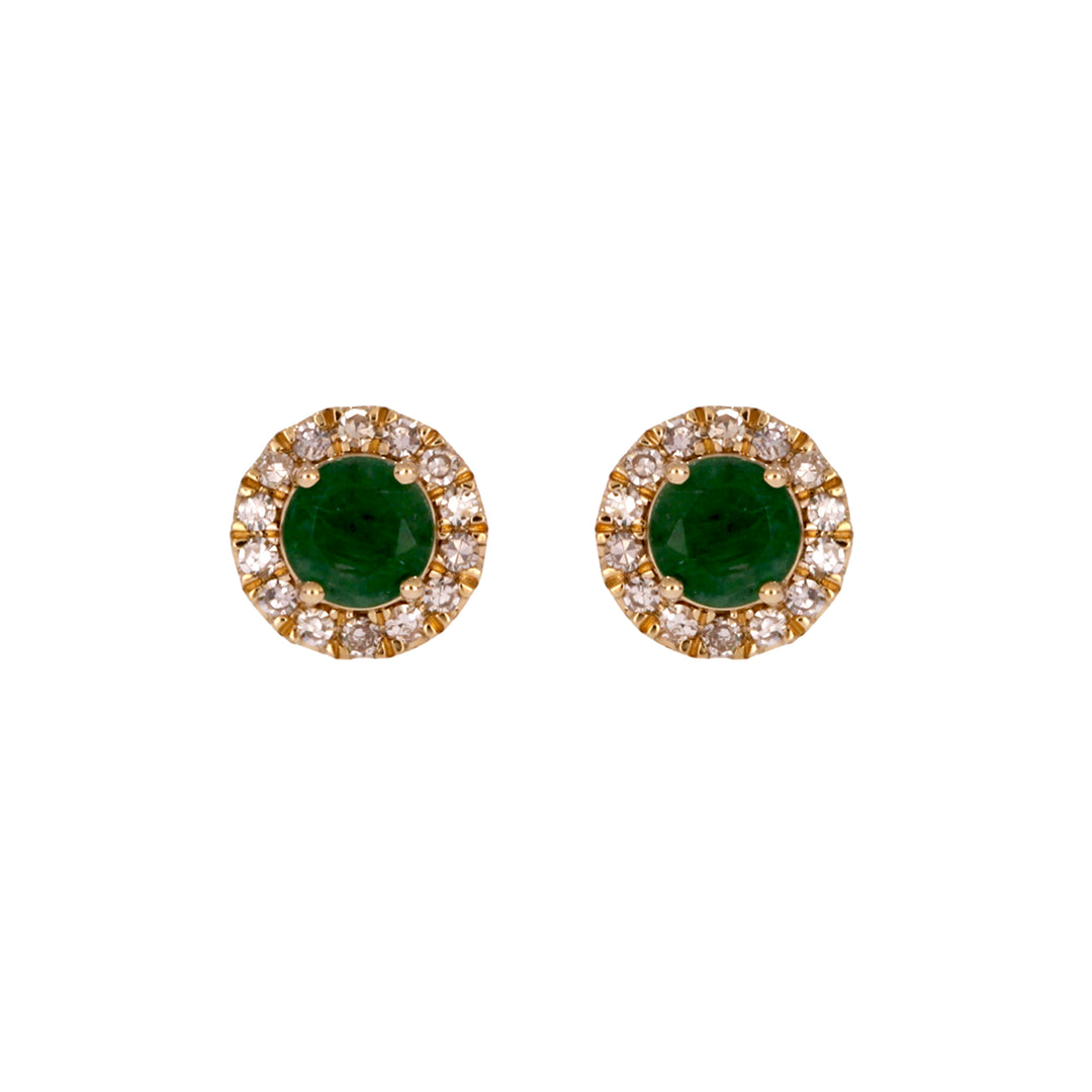 EFC54135. 14K Solid Yellow Gold Diamond and Gemstone Stud Earring