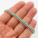 Load image into Gallery viewer, BFN60696TQ. 14k Solid Gold Diamond and Turquoise Bracelet