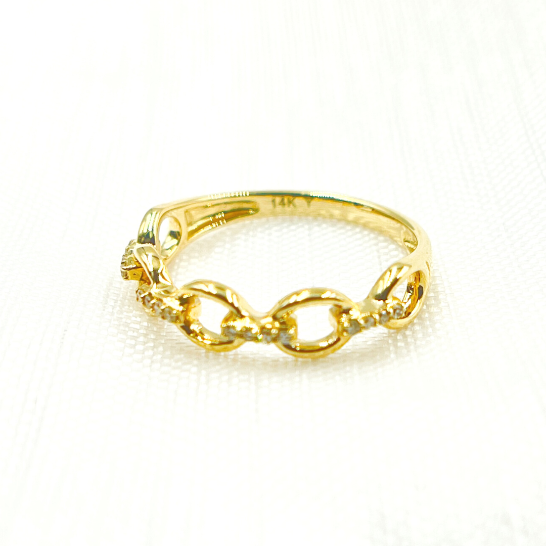 14K Solid Gold Diamond Chain Ring. RFA17125