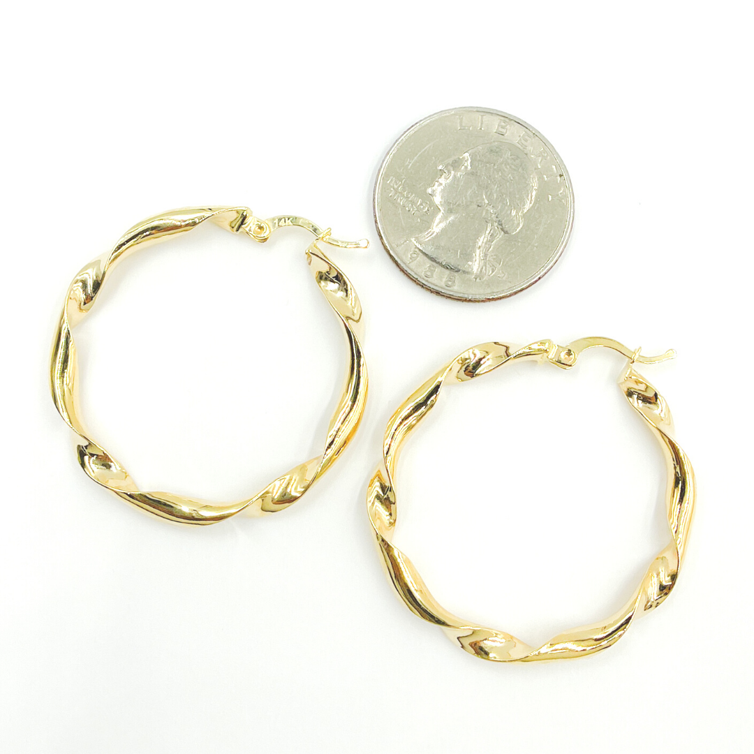 GER125. 14K Solid Gold Twisted Hoop