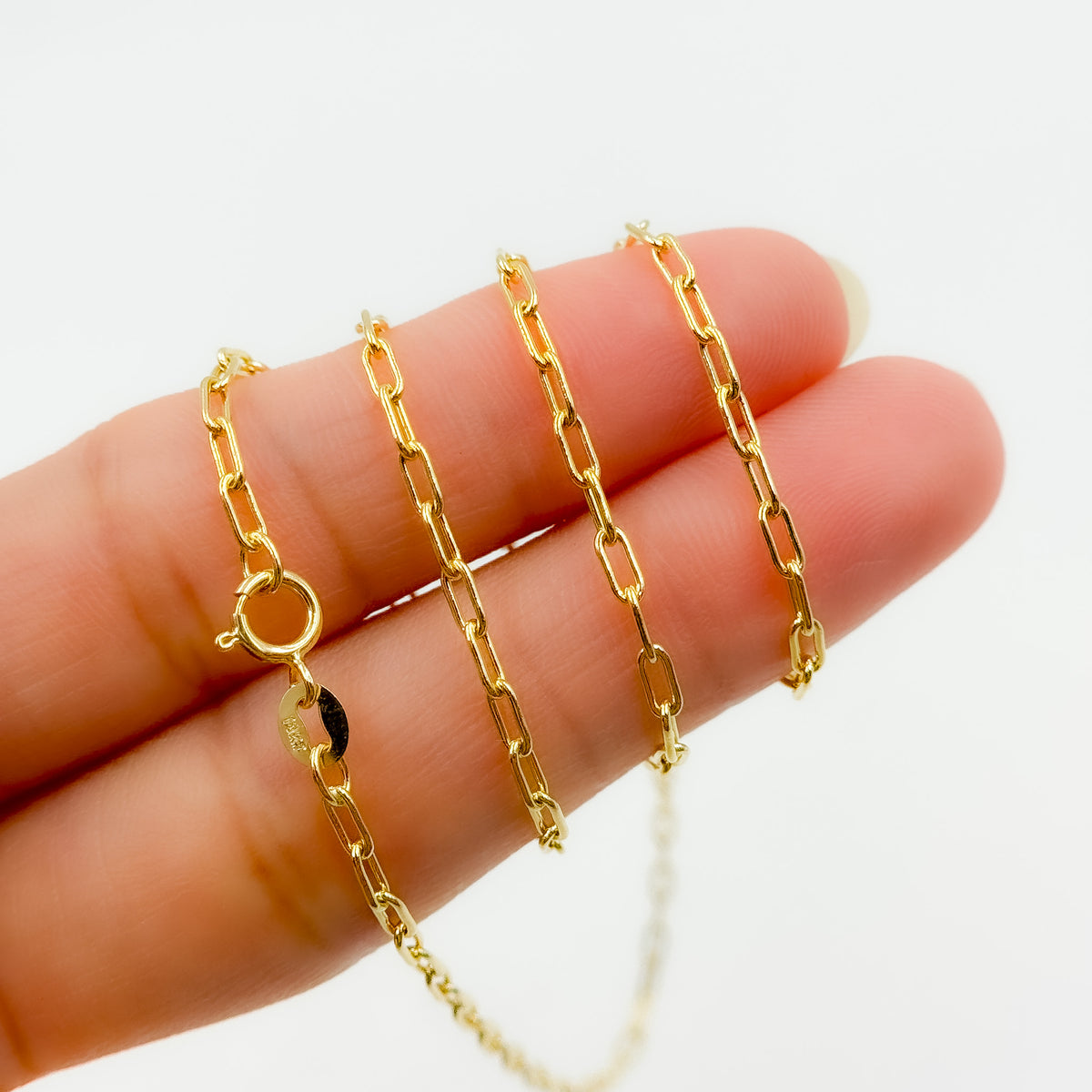 058FLCL218K. 18K Solid Yellow Gold Paperclip Link Chain