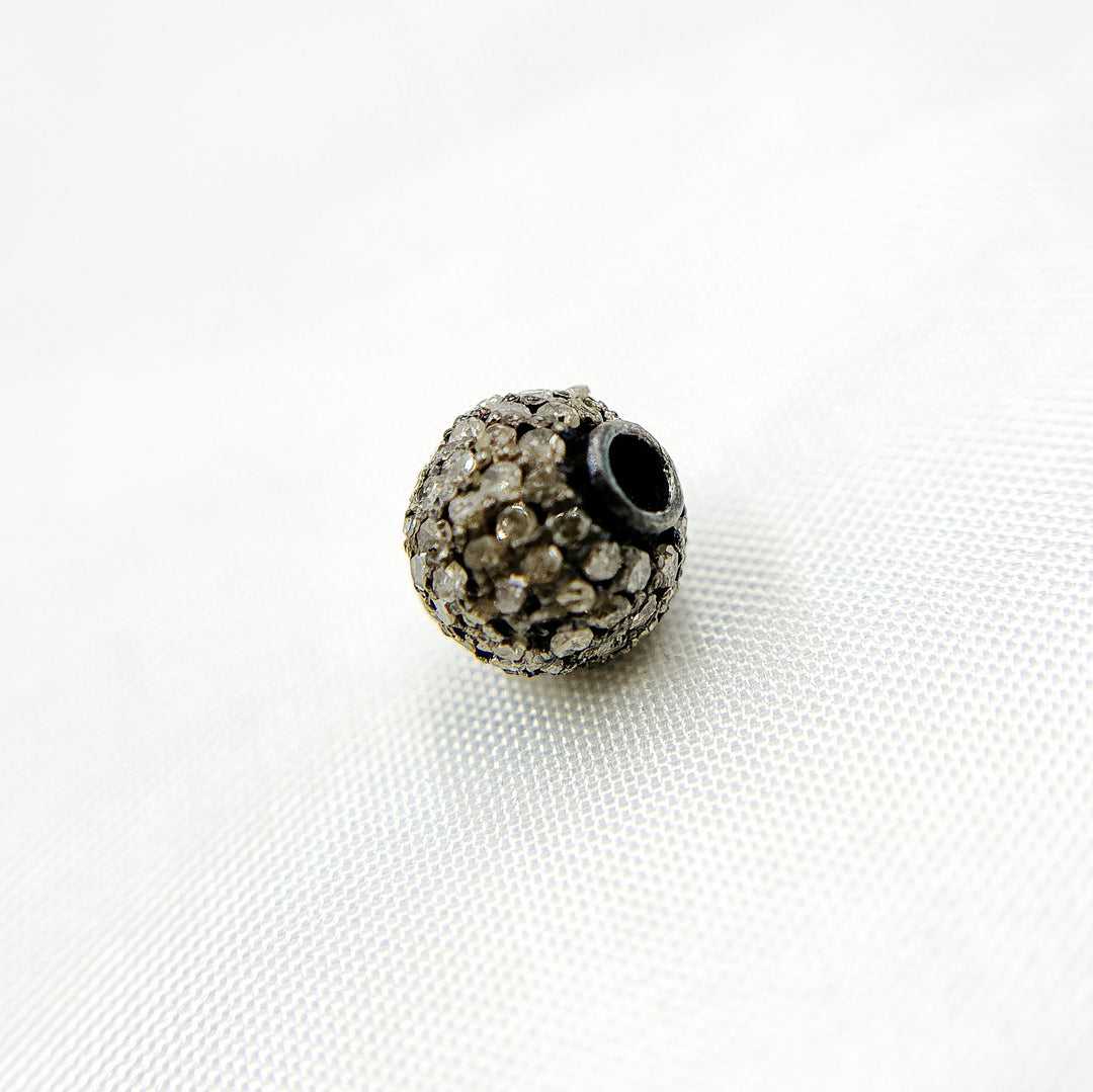 925 Sterling Silver Pave Diamond Roundel Bead. DC571