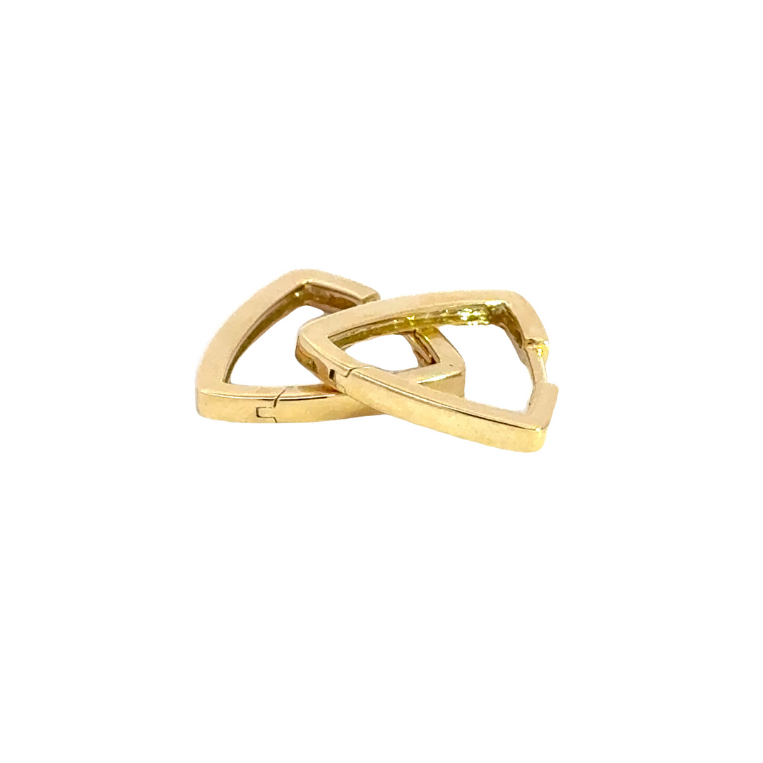 HP401946Y. 14K Solid Gold Diamond Triangle Hoops