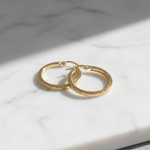 Load image into Gallery viewer, GER161. 14K Solid Gold Hollow Flat Diamond Cut Hoop