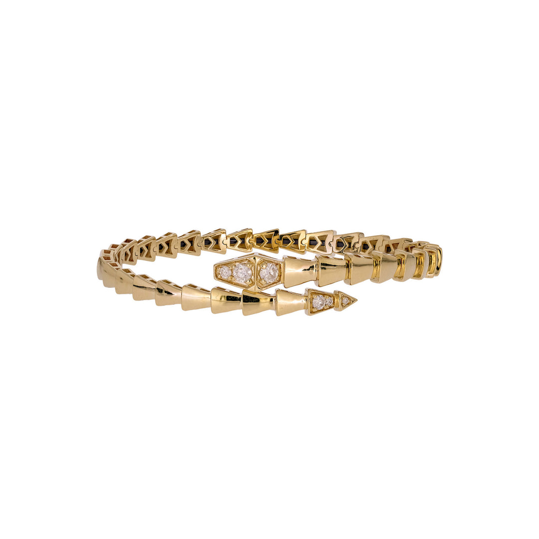 BNH68494. 14K Solid Gold Diamond Fancy Adjustable Bangle