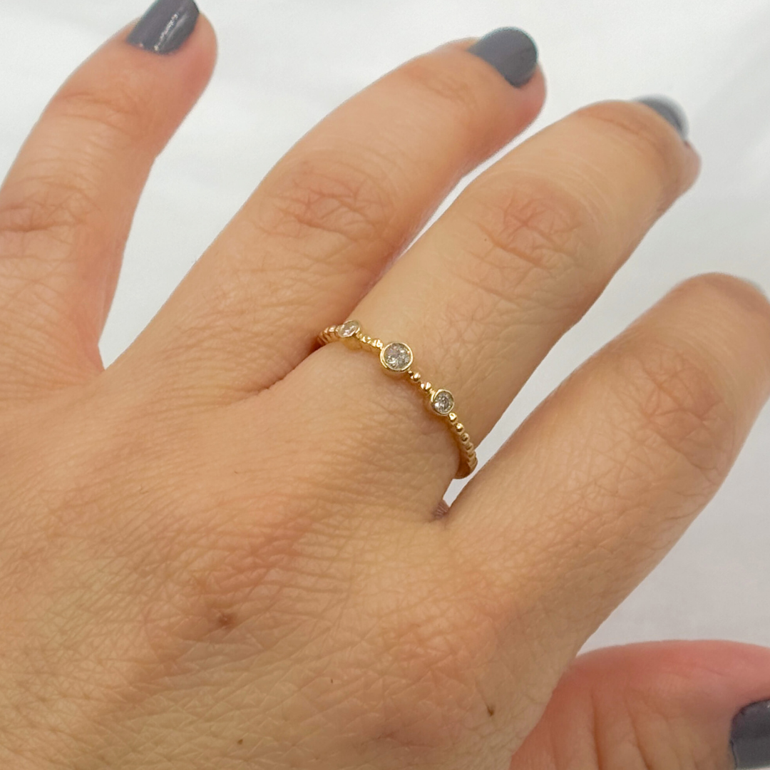 14K Solid Gold Diamond Ring.