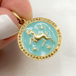 Load image into Gallery viewer, DP607A. Diamond Sterling Silver Round Aries Zodiac Enamel Pendant
