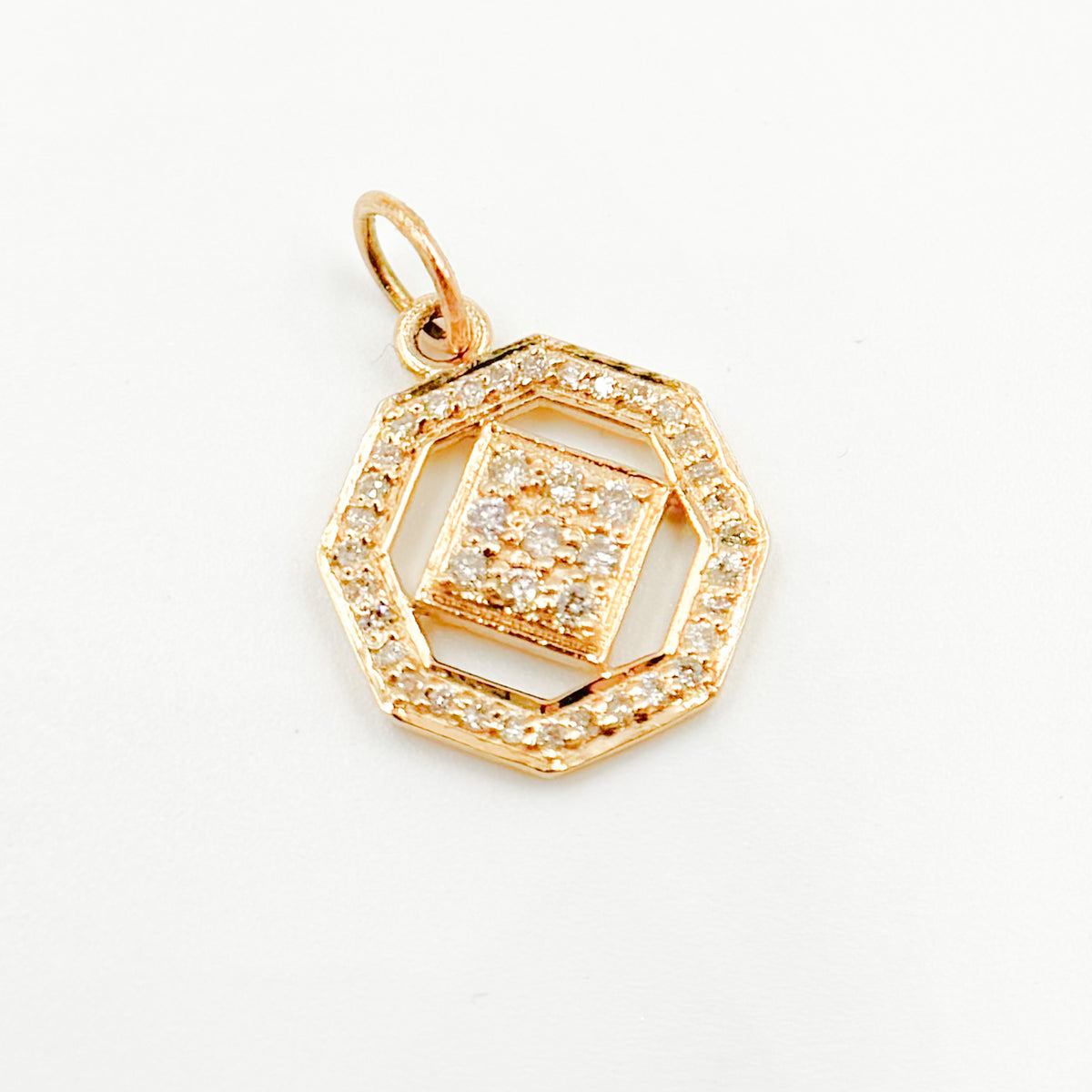 Shop 14K Solid Gold Diamond Octagon Charm