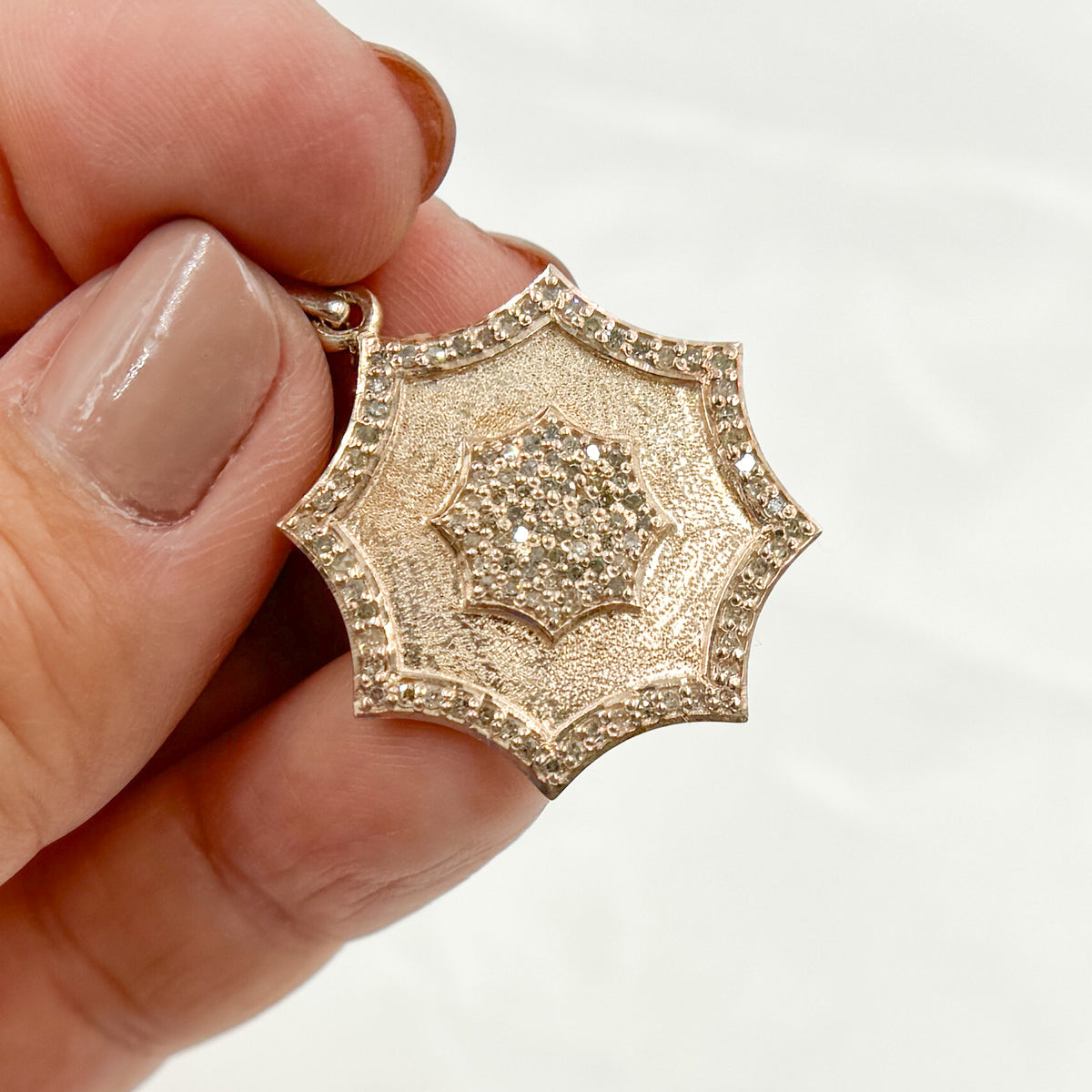 DP136. Diamond Sterling Silver Fancy Shape Pendant