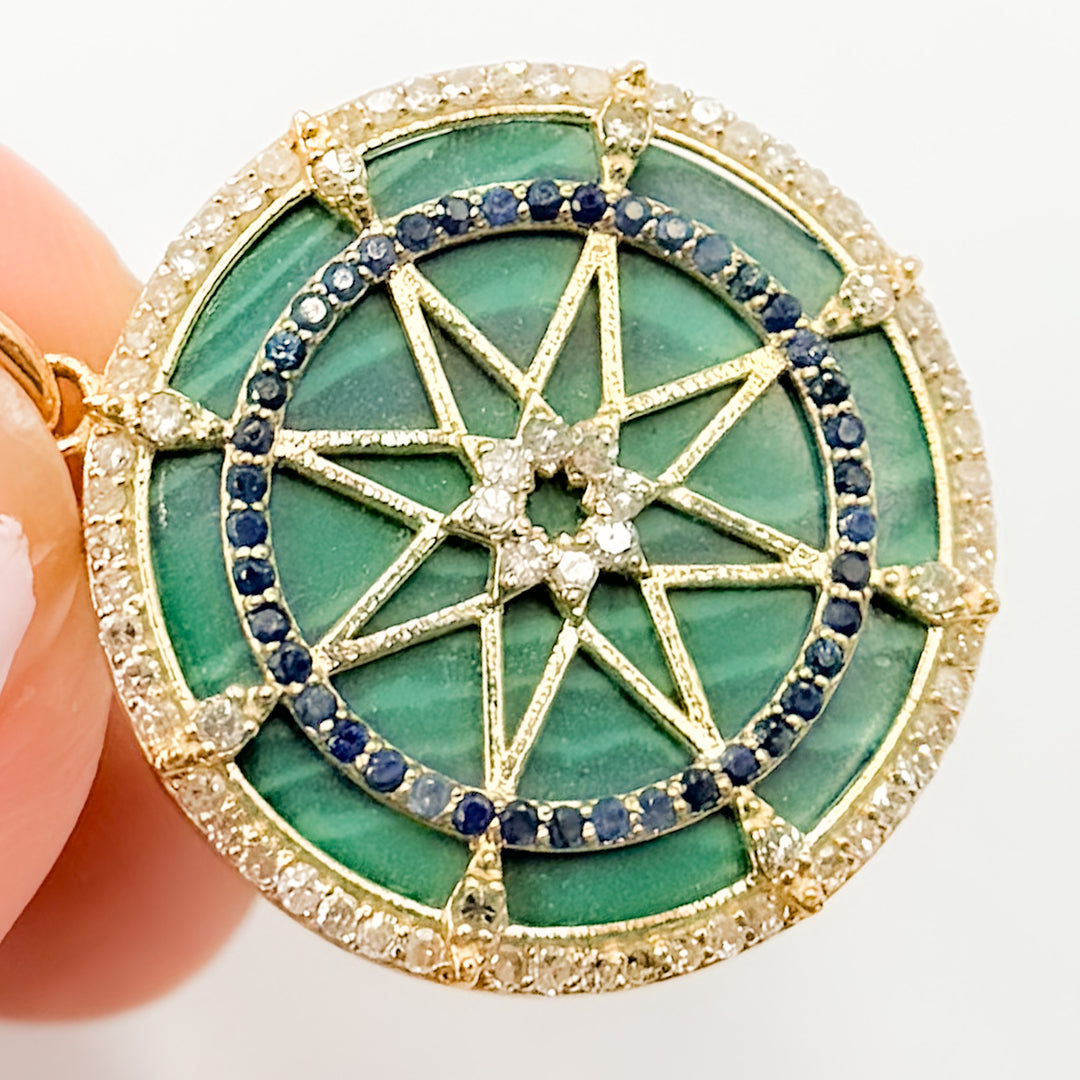 KG164. 14K Gold Round Star Pendant