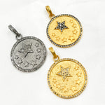 Load image into Gallery viewer, DP517. Diamond Sterling Silver Round Star Pendant
