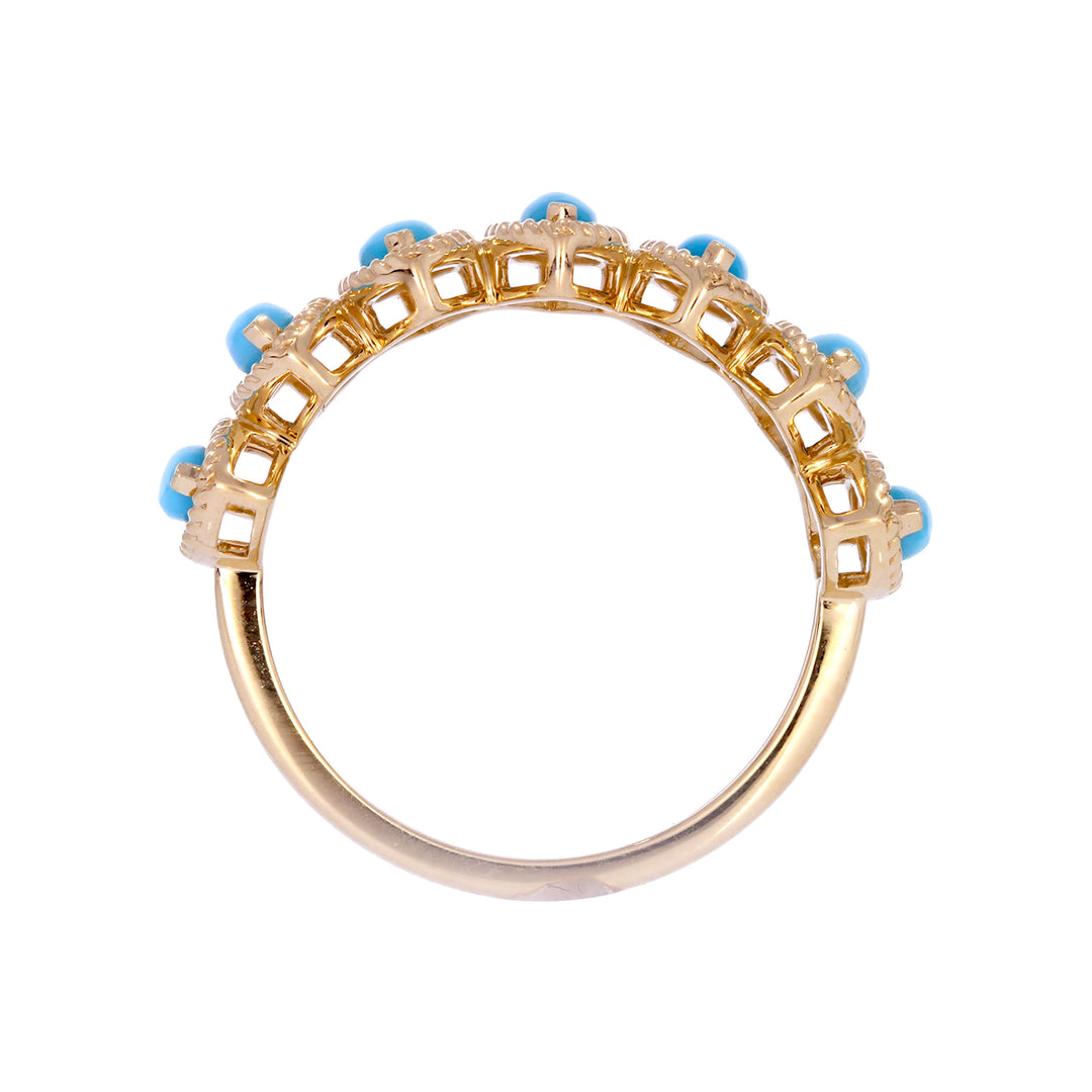 RAZ02180TQ. 14K Solid Gold Turquoise Gemstone Ring