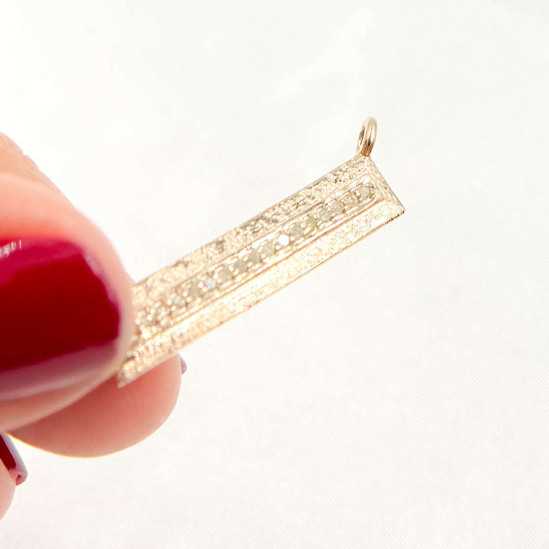 DC222. Diamond Sterling Silver Rectangle Pendant
