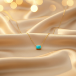 Load image into Gallery viewer, NT410755. 14K Solid Gold Rectangular Turquoise Fancy Tiny Necklace