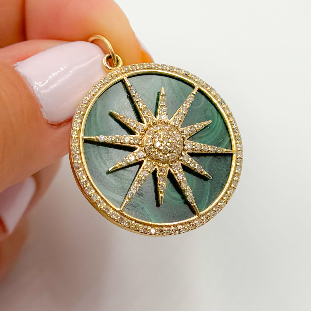 Solid Gold Round Sun Pendant