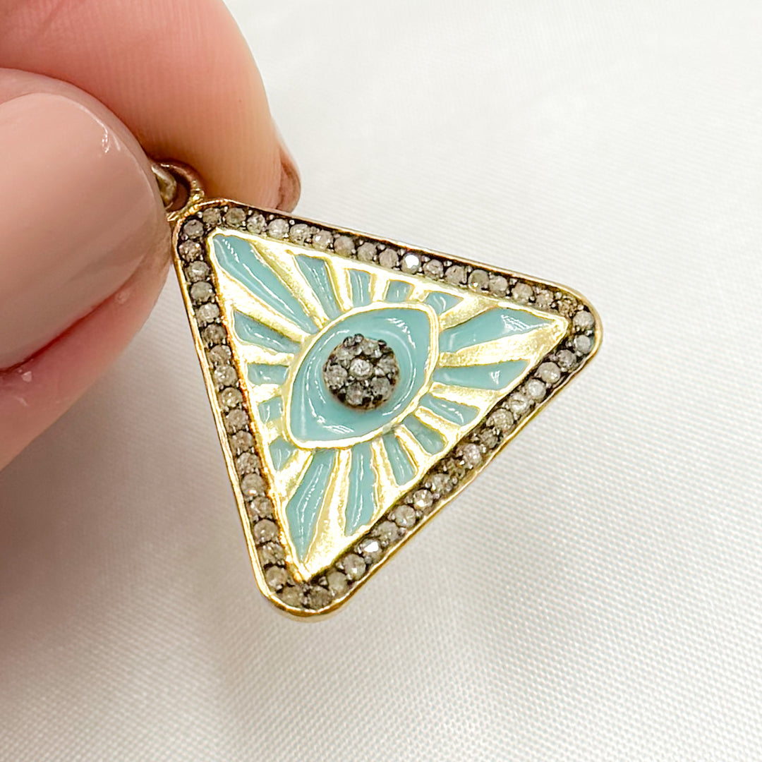 DP683A. Diamond Sterling Silver Illuminati Eye Enamel Pendant