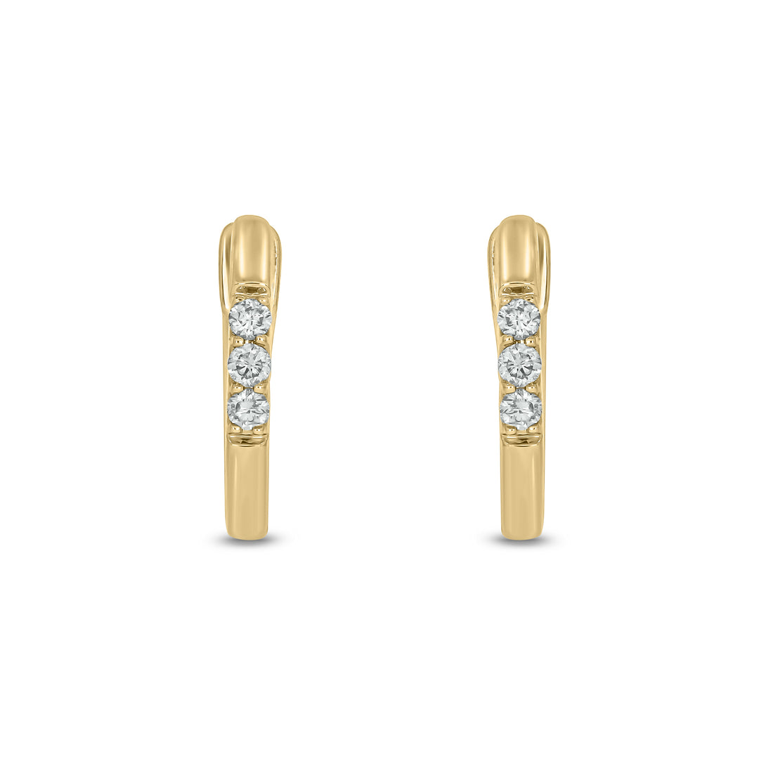 EHA56862. 14k Solid Yellow Gold Diamond Huggie Hoop Earrings