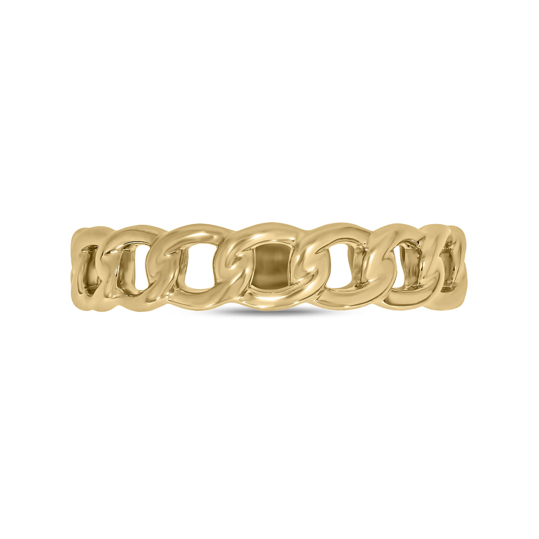 14K Solid Yellow Gold Chain Link Ring. RAZ01411