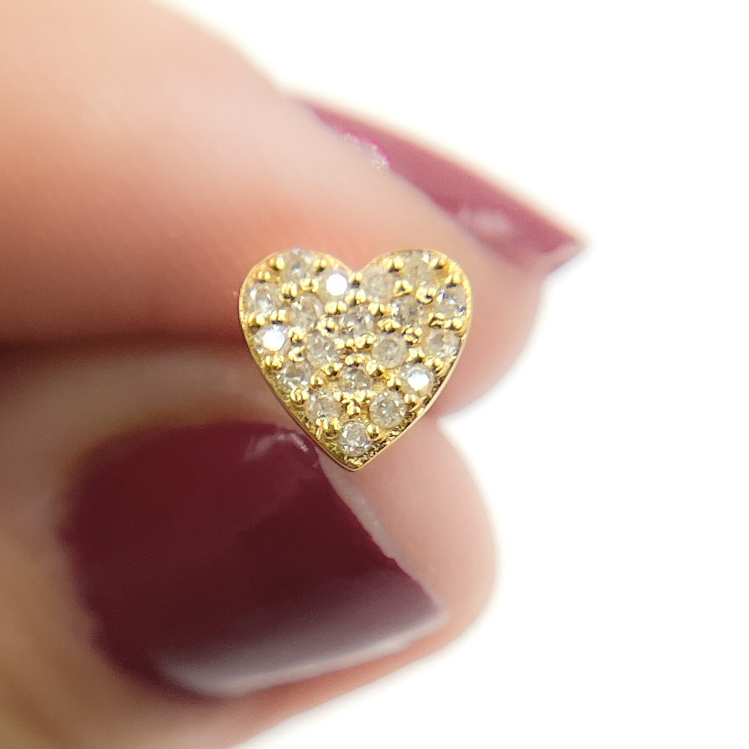 14K Gold and Diamonds Heart Earrings. GDT03