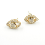 Load image into Gallery viewer, EFC52002WS. 14k Solid Yellow Gold Diamond Eye earrings
