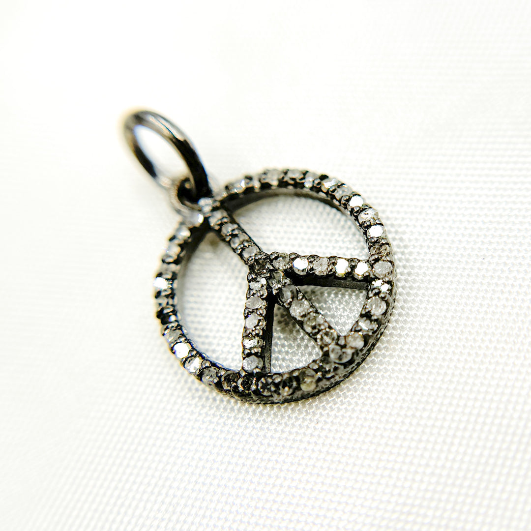 DC895. Diamond Sterling Silver Round Peace Charm