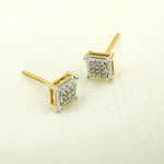 Load image into Gallery viewer, 14K Solid Gold and Diamonds Square Earrings. EFB51010
