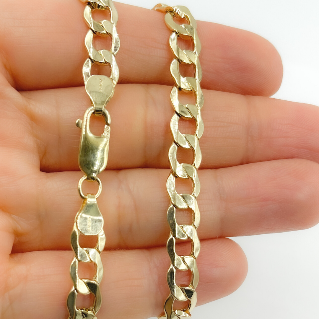 14K Solid Gold Flat Curb Necklace. 030GLB