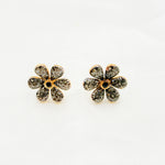 Load image into Gallery viewer, DE058. Diamond and Gemstones Sterling Silver Flower Studs
