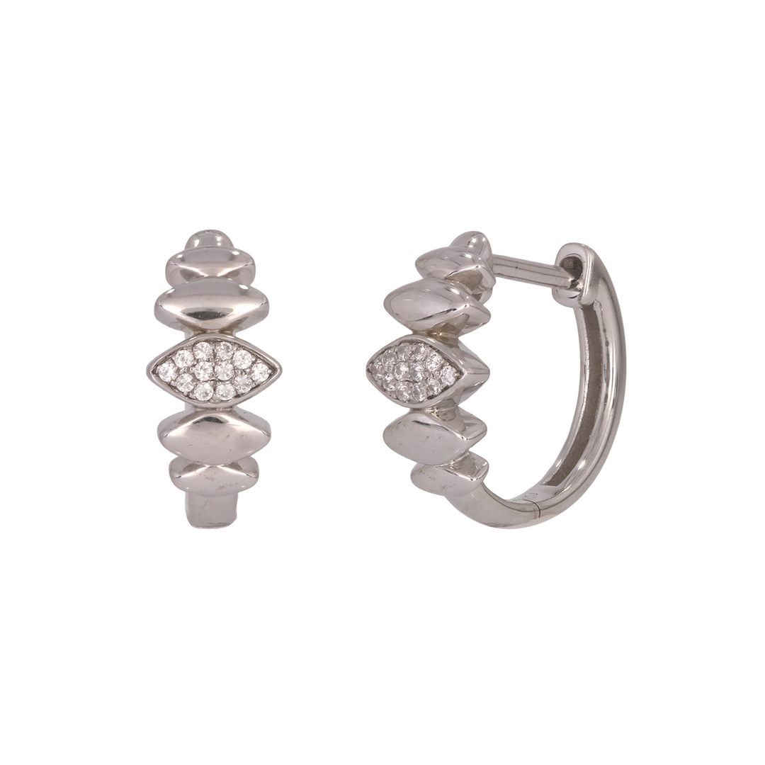 14k Solid White Gold Diamond Earrings
