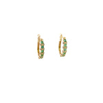 Load image into Gallery viewer, 14k Solid Gold Diamond and Emerald Hoops. EHF56458EM
