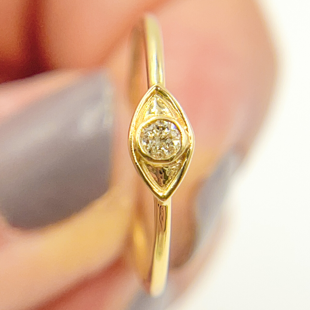 14K Solid Gold Eye Diamond Ring. RFA16970