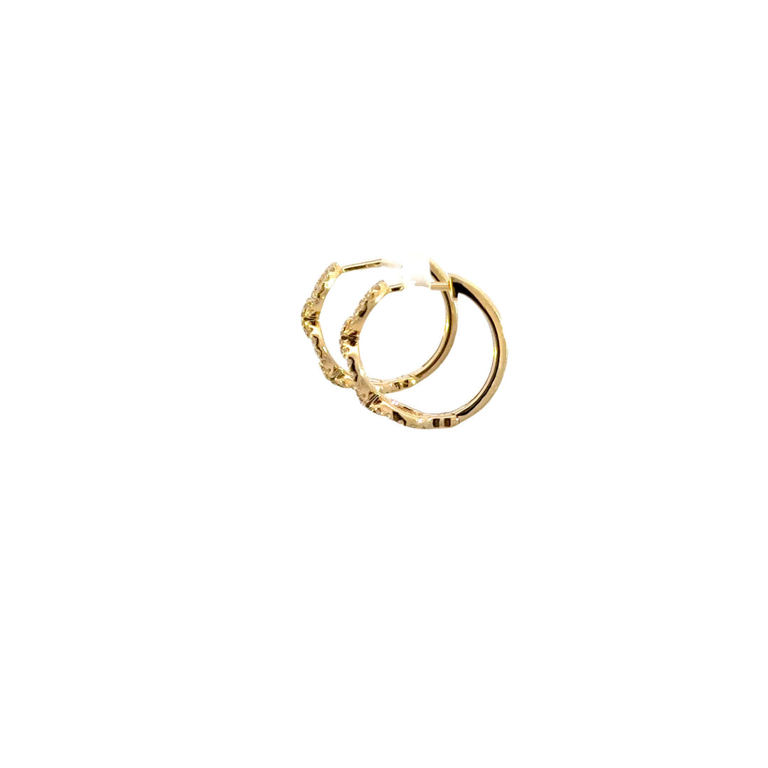 14K Solid Gold Diamond Chain Hoops. EHF57038Y