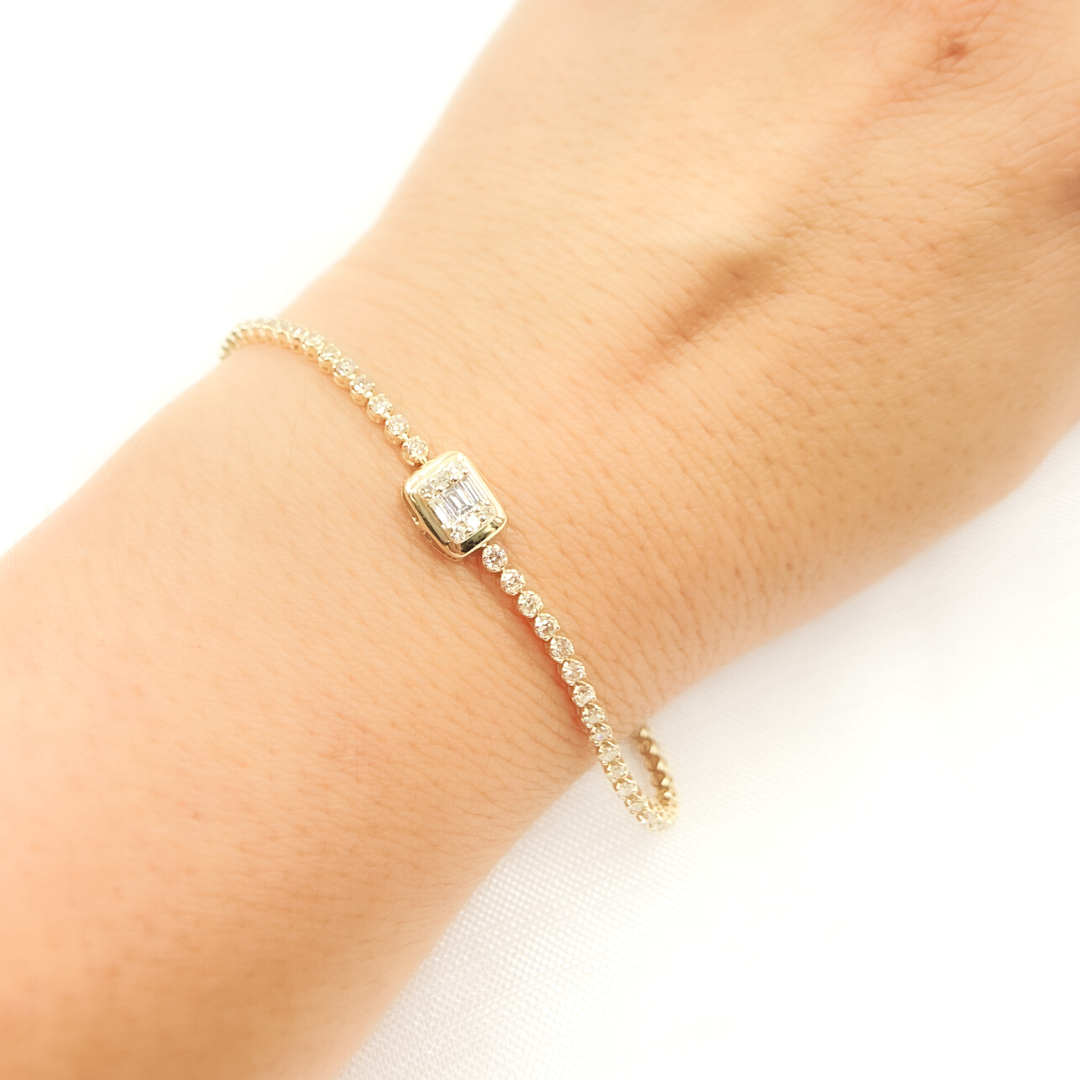 14k Solid Gold Diamond Bracelet. TJ0017