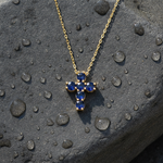 Load image into Gallery viewer, CP97251. 14k Solid Gold Gemstone Cross Necklace