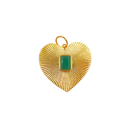 CGDP51. 14K Solid Gold Heart Charm with Stone in the Center