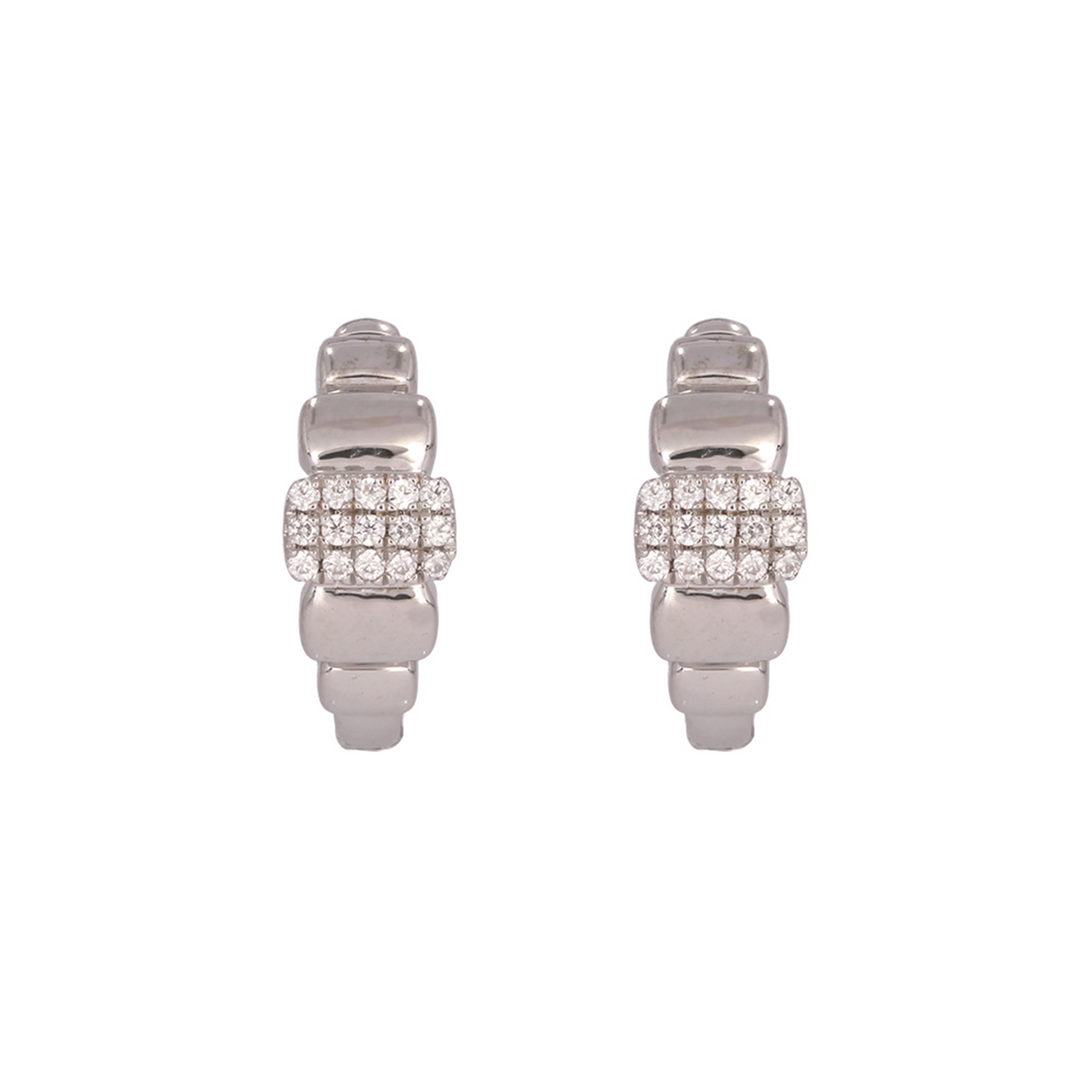 Shop 14k Solid White Gold Diamond Fancy Hoop Earrings