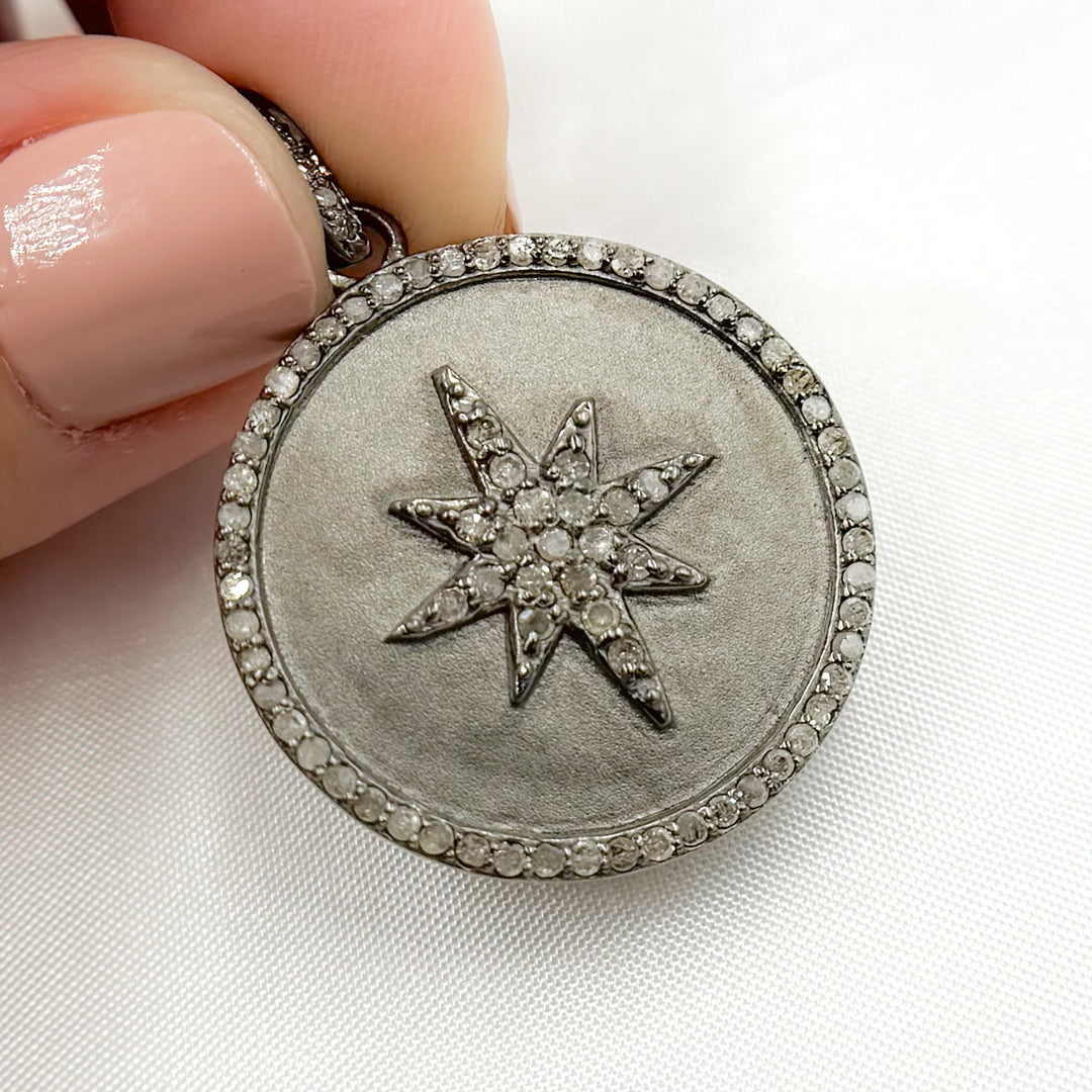 Silver Rounded Star Buy Diamond Sterling Silver Round Star Pendant