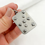 Load image into Gallery viewer, DP402. Diamond &amp; Sterling Silver Rectangle Pendant with Hearts and Stars
