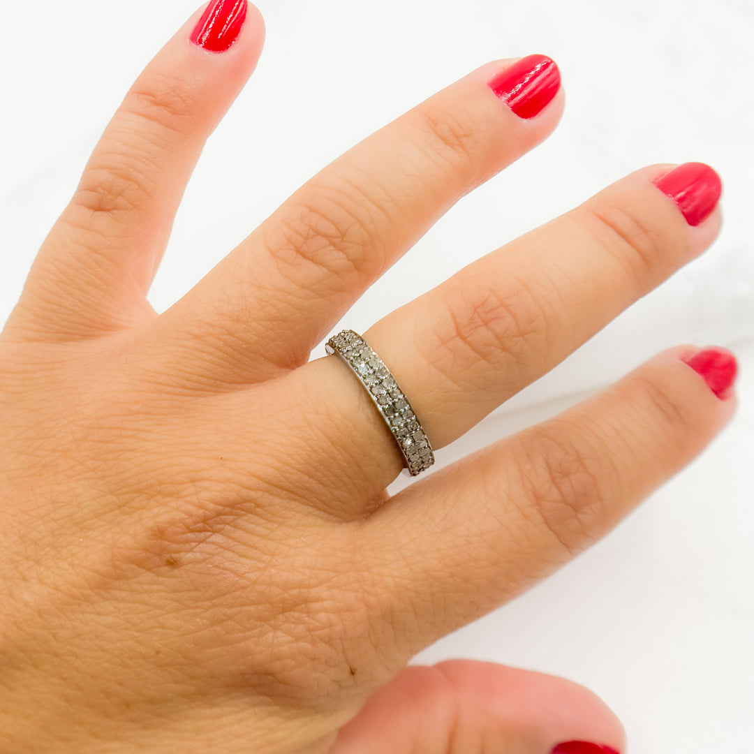 DE014. Diamond Black Rhodium Sterling Silver Ring