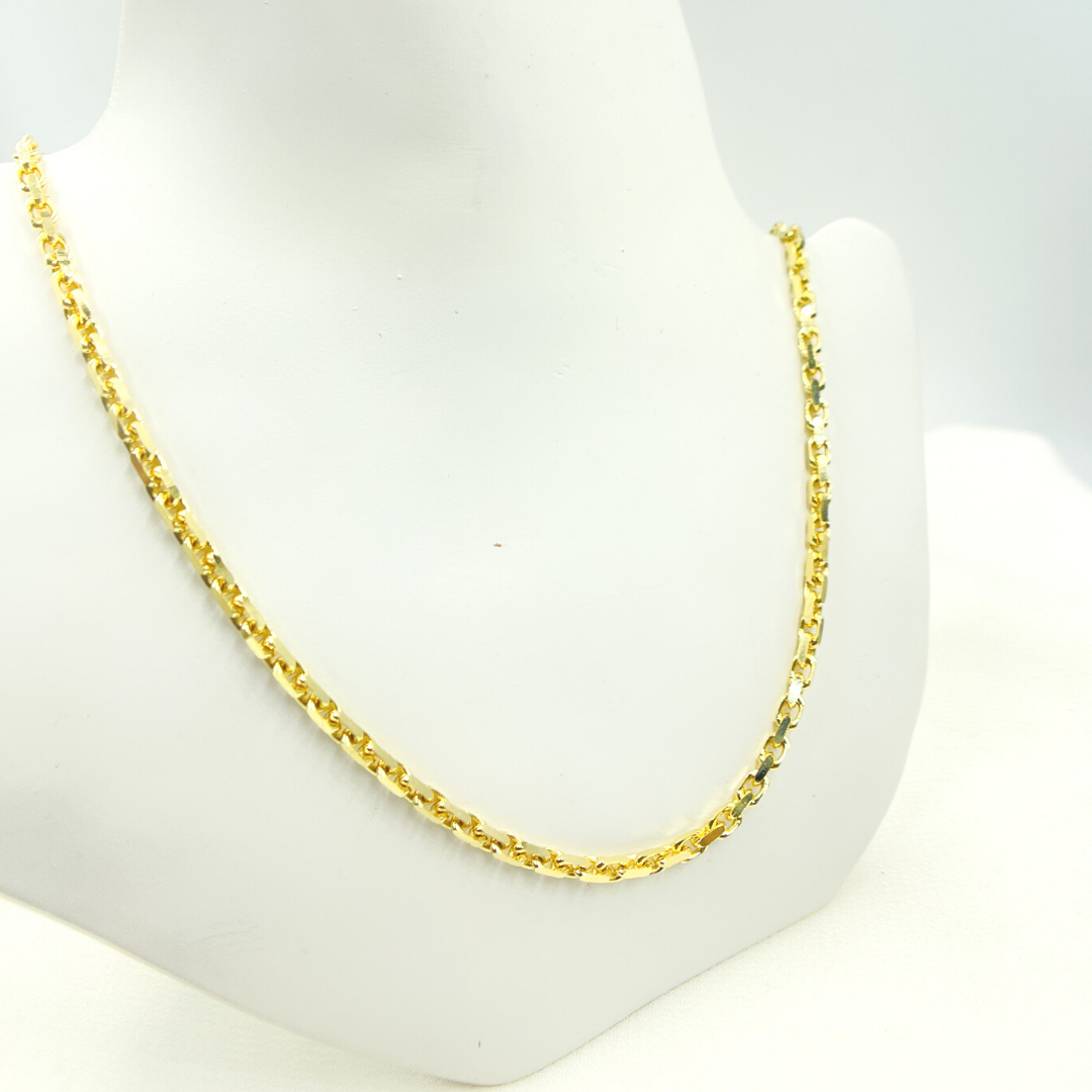 120R04CLH4. 14K Solid Yellow Gold Diamond Cut Box Link Chain