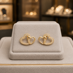 Load image into Gallery viewer, EFA50694. 14K Solid Gold and Diamonds 2 Heart Earrings