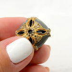 Load image into Gallery viewer, DC420A. Diamond Sterling Silver Square Enamel Bead
