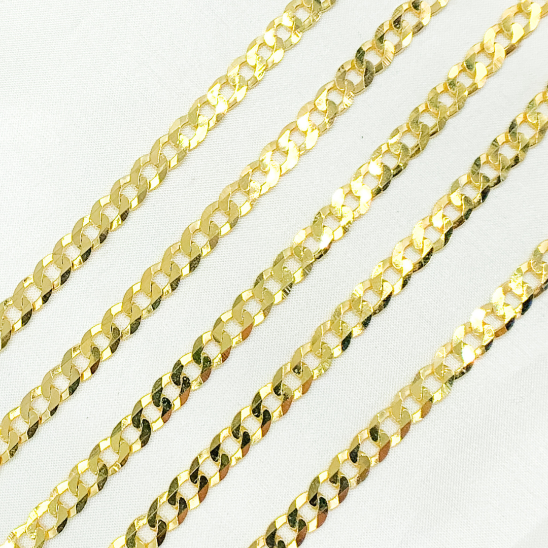 Gold Plated 925 Sterling Silver Ultra Flat Curb Chain. Y94GP