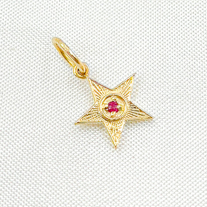 GDP422. 14K Solid Gold Gemstone Star Charm