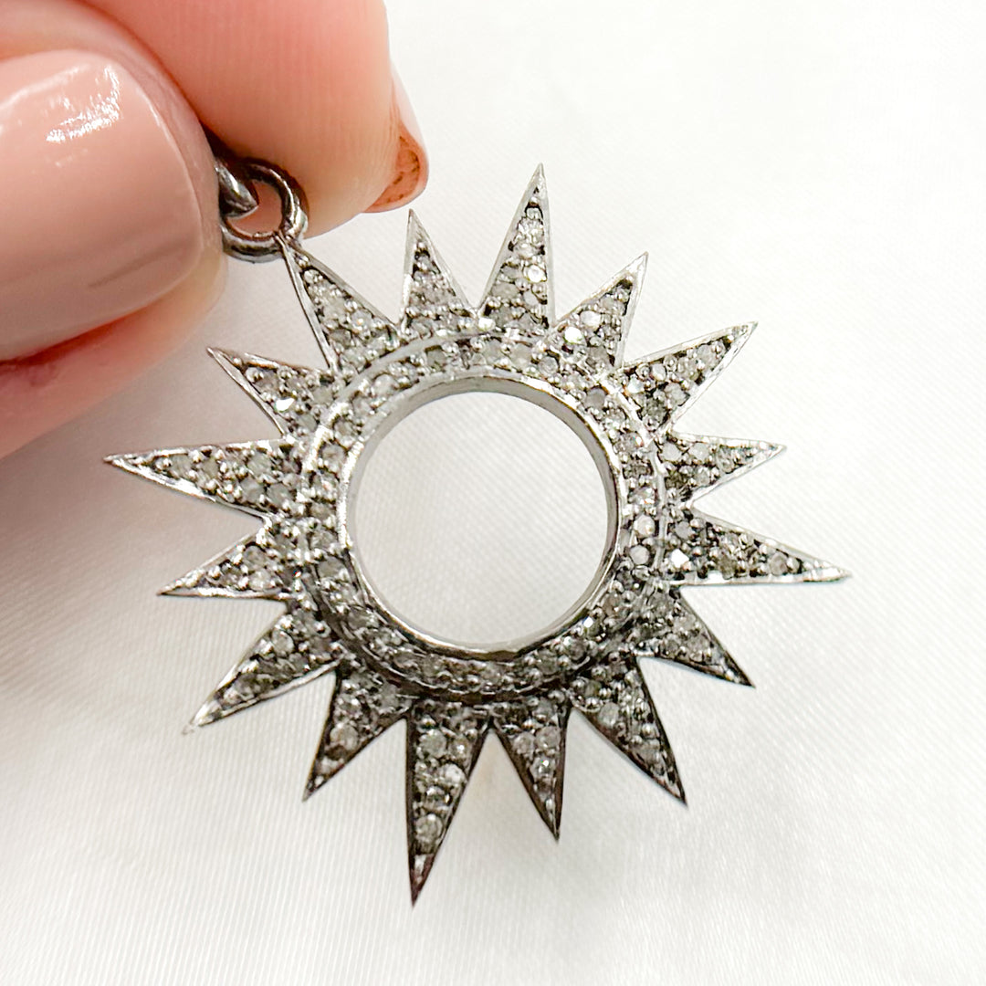 DP271. Diamond Sterling Silver Sun Pendant