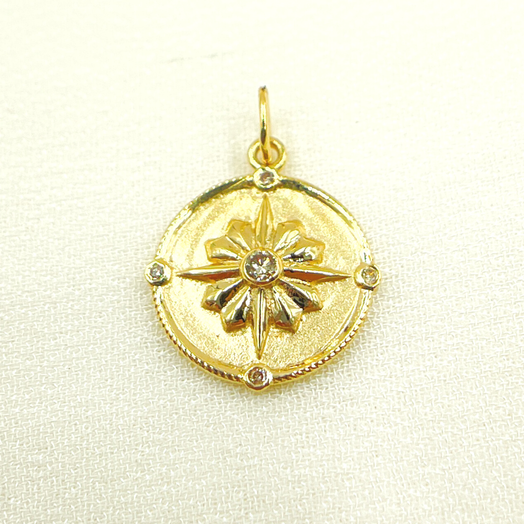 14K Solid Gold Diamond Charm with Star. GDP286