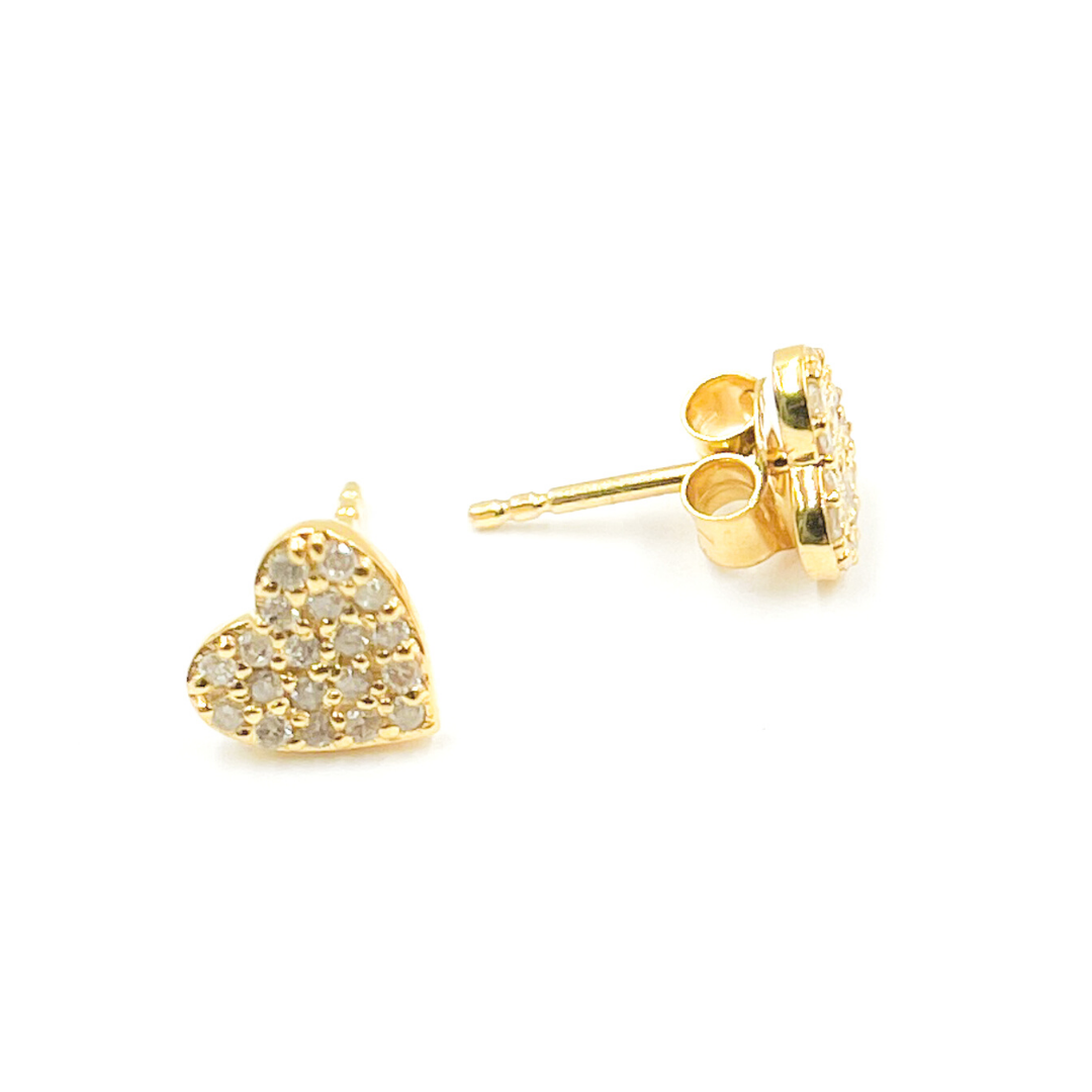 14K Gold and Diamonds Heart Earrings. GDT03