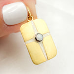 Load image into Gallery viewer, DSP076A. Sterling Silver Rectangle Enamel Pendant with Gemstone
