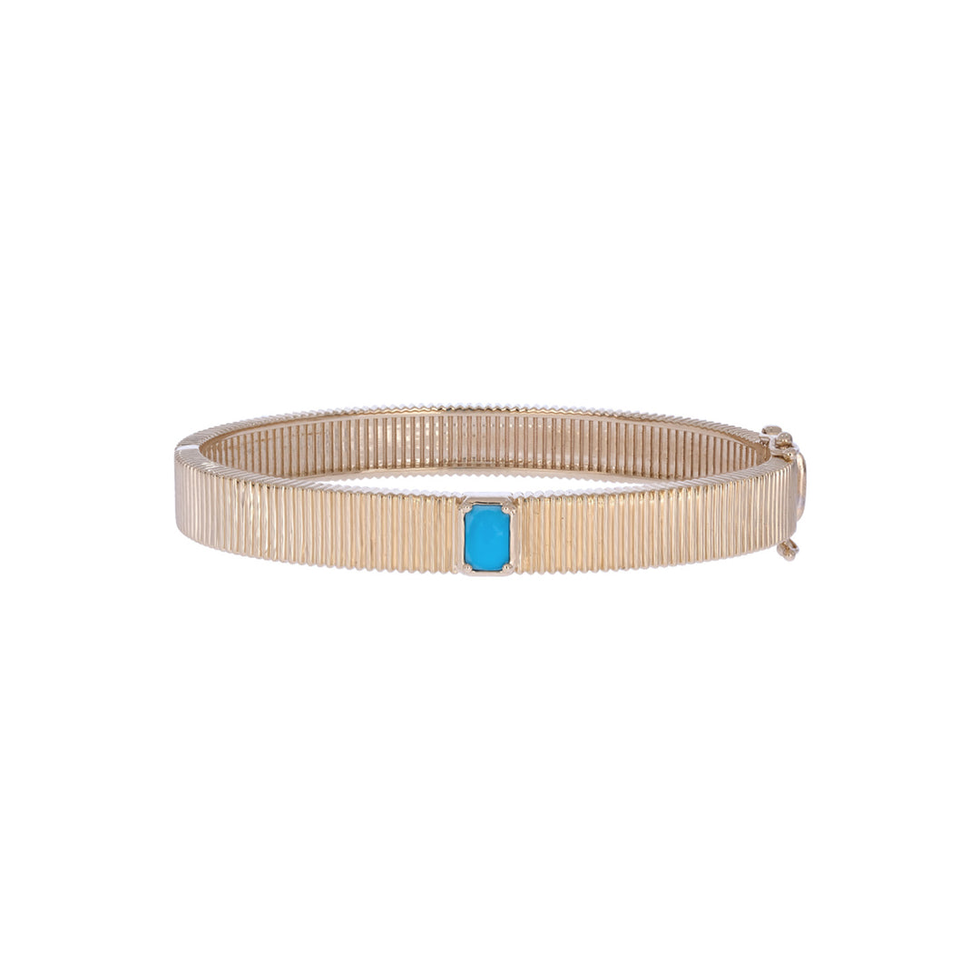 BNZ68724. 14K Solid Yellow Gold  Turquoise Bangle